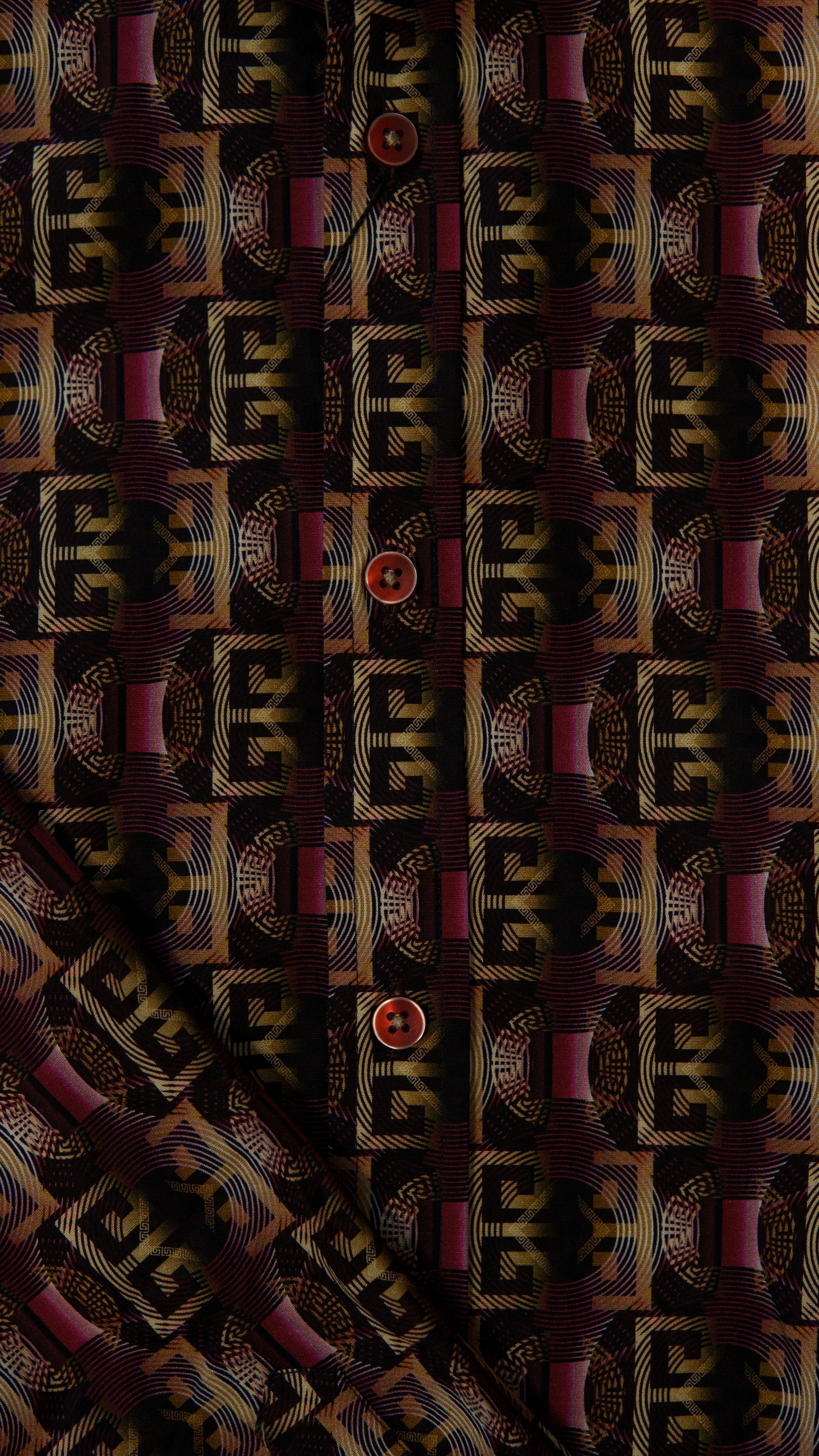 Men’s Printed Long Sleeve Button Up - Para Purp