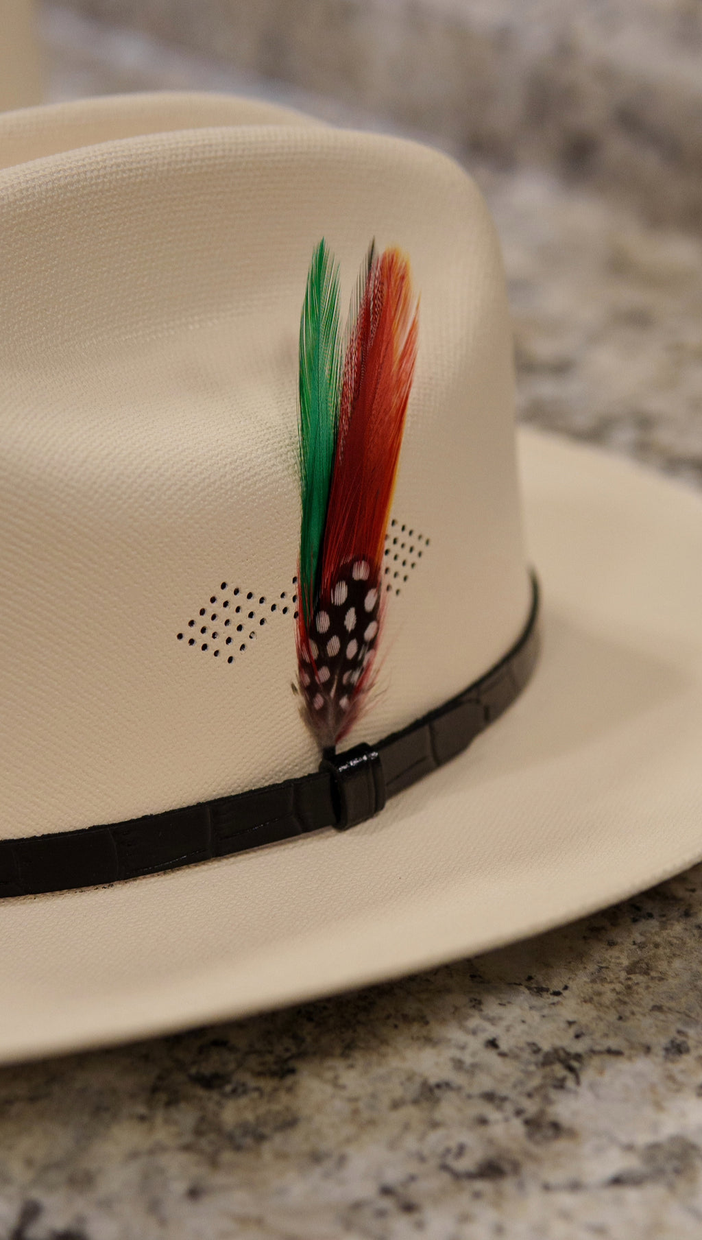 Kids Straw Stone Hat Sinaloa Style With Feather