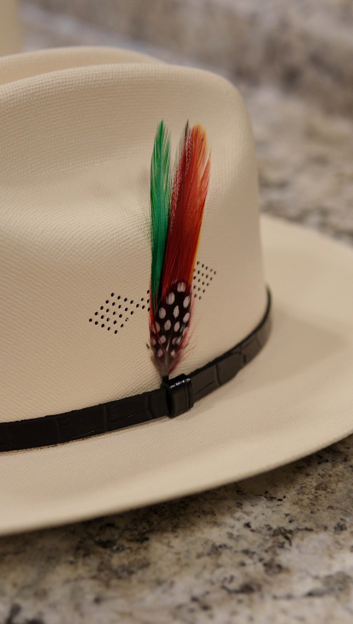 Kids Straw Stone Hat Sinaloa Style With Feather