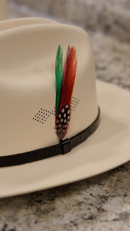 Kids Straw Stone Hat Sinaloa Style With Feather