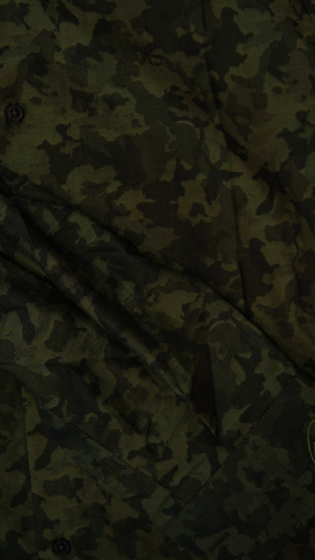 Men’s Printed Long Sleeve Button Up - Green Camo