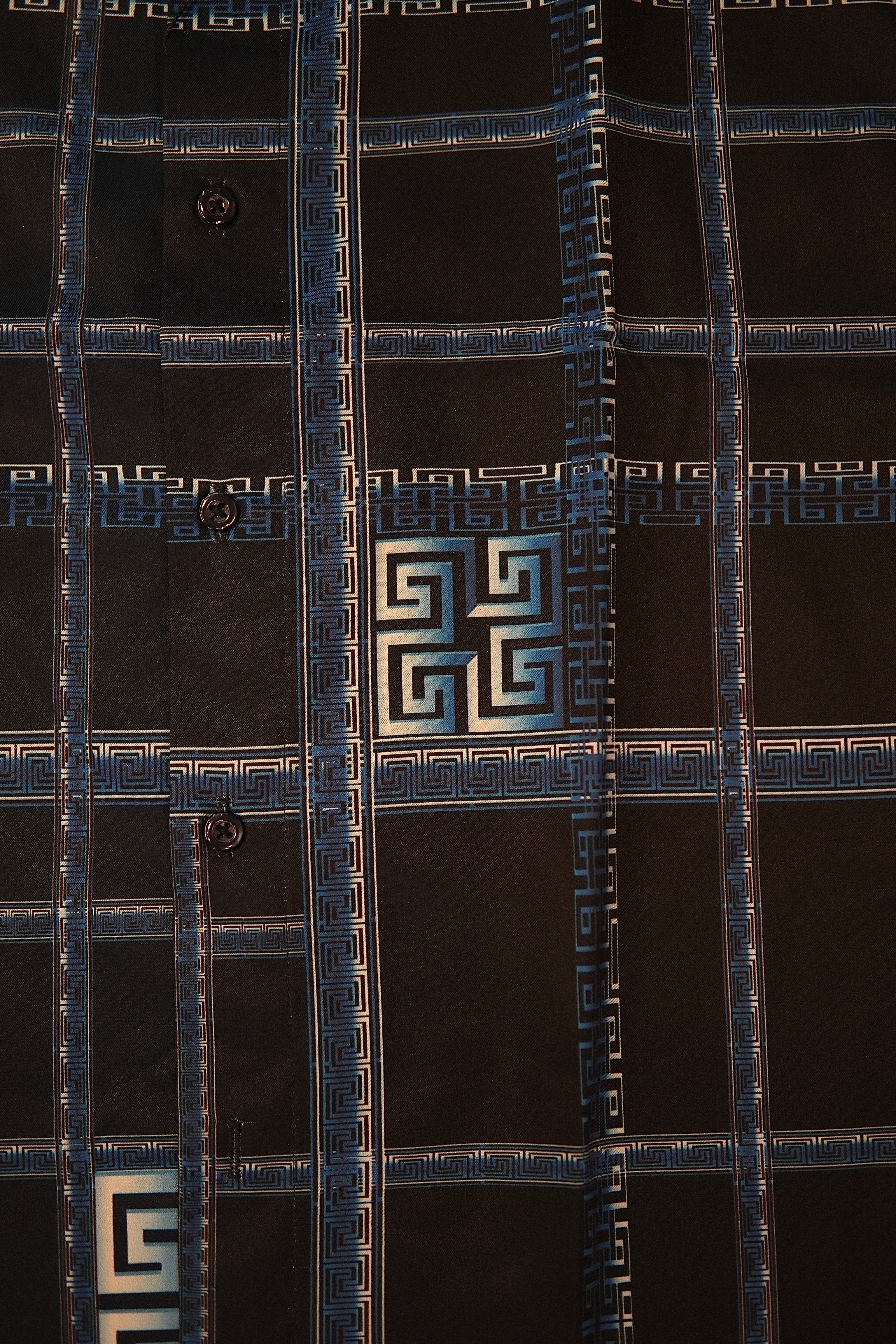 Men’s Printed Short Sleeve Button Up - Blue Laguna