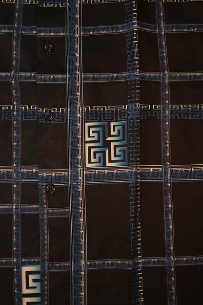 Men’s Printed Short Sleeve Button Up - Blue Laguna