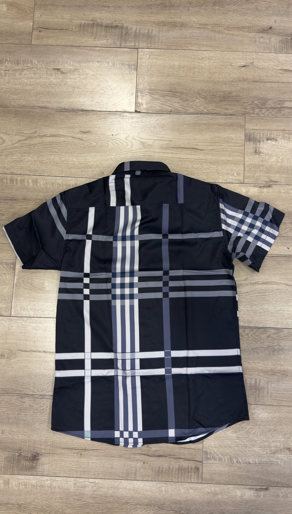 Men’s Short Sleeve Button Up - Purple Plaid