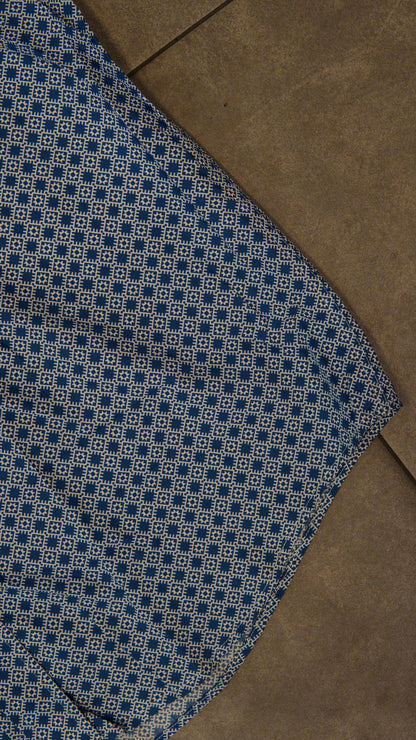 Men’s Printed Long Sleeve Button Up - Admiral Blue