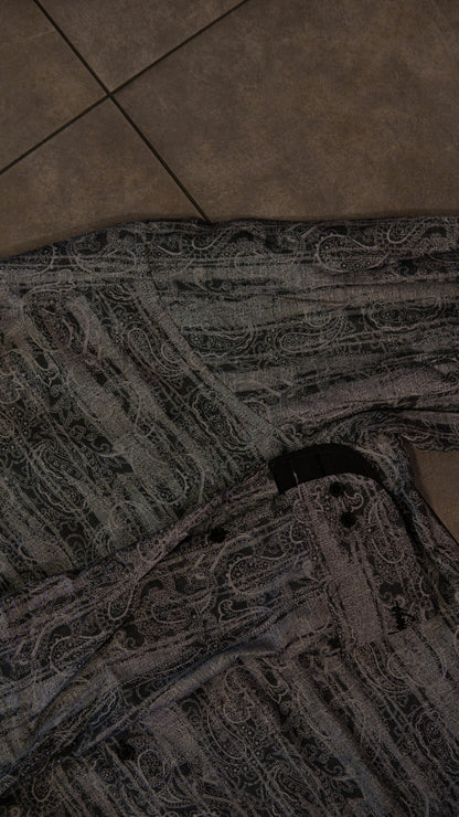 Men’s Printed Long Sleeve Button Up - Cement’s Paisley