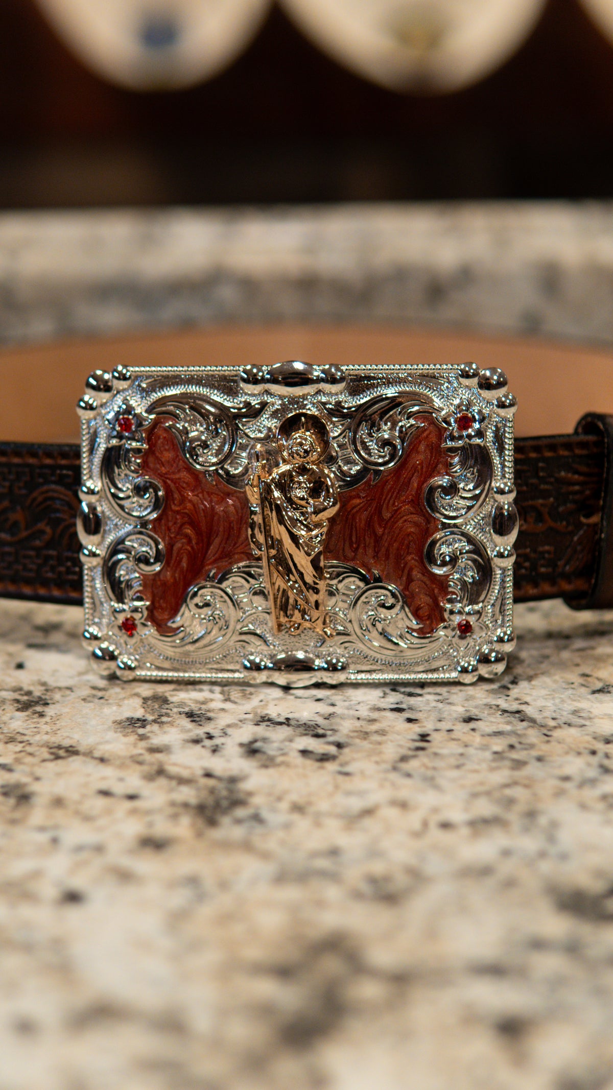 San Judas Redalesent Square Western Buckle
