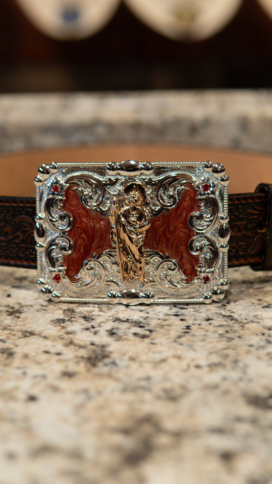 San Judas Redalesent Square Western Buckle