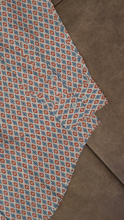 Men’s Printed Long Sleeve Button Up - Printed Ornament