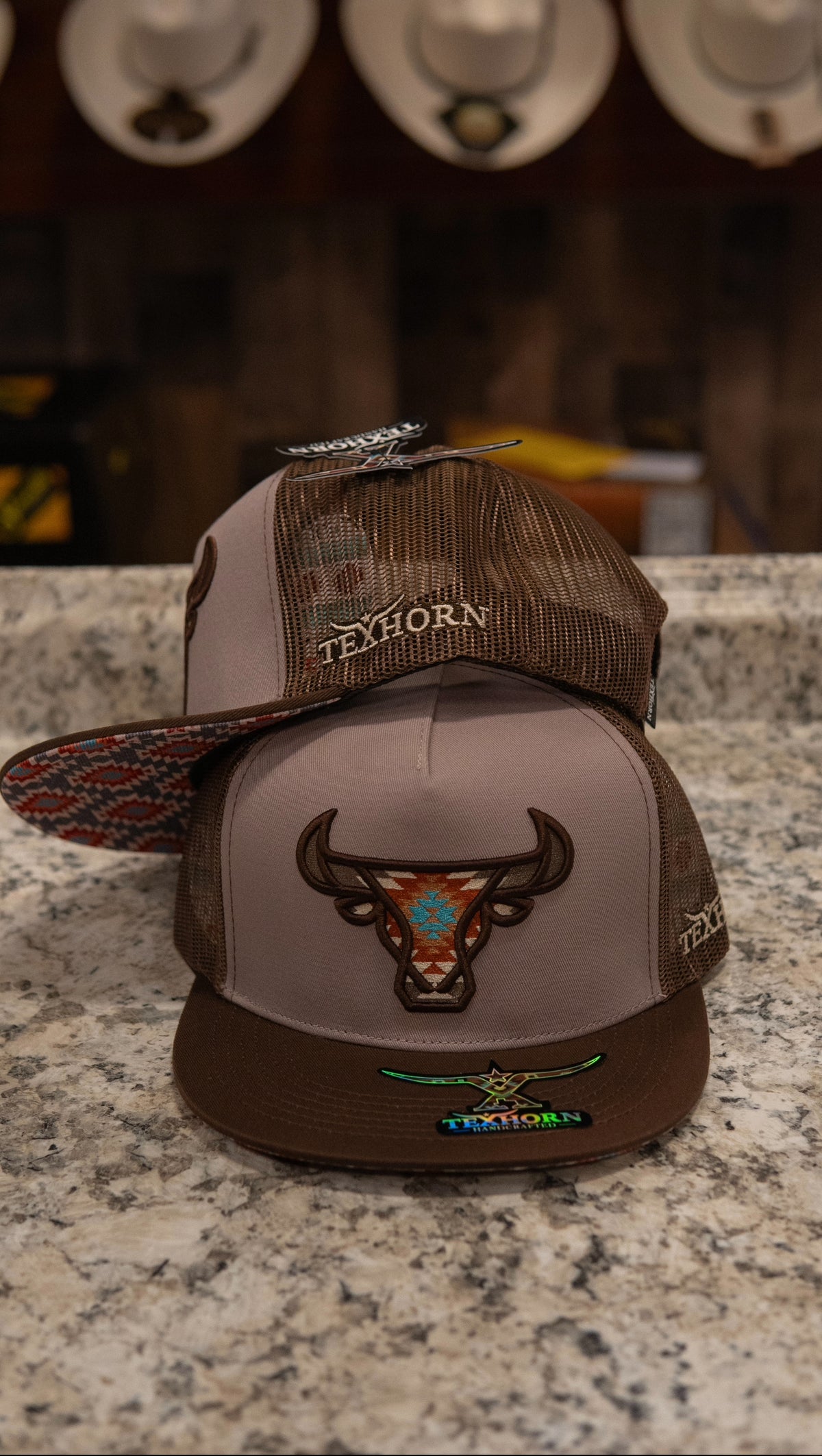 Tex Horn Snapback Cap Brown Brn Brim