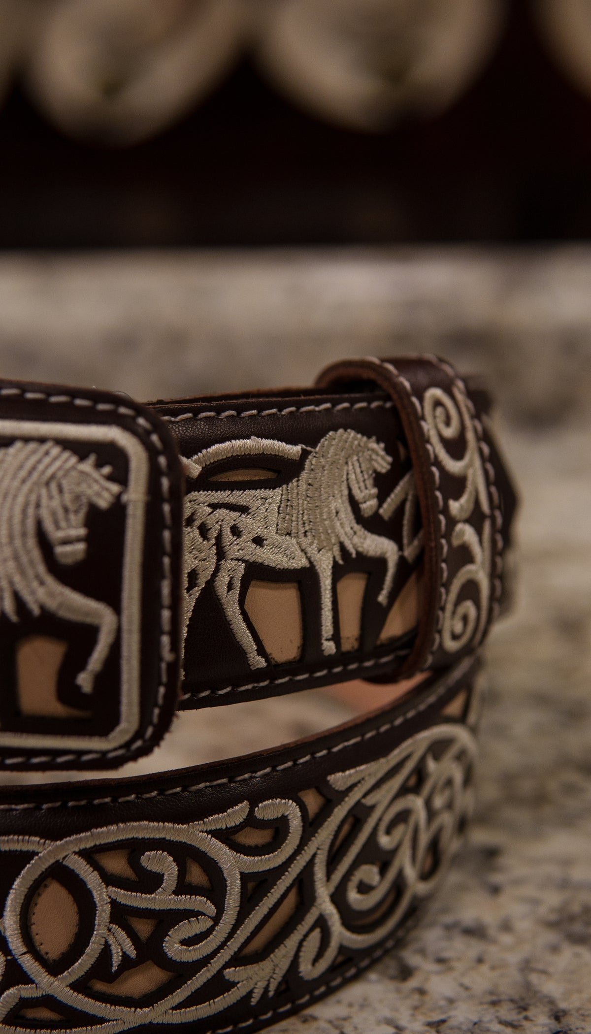 Men’s 2” Belt - Stitched Carousel Horse