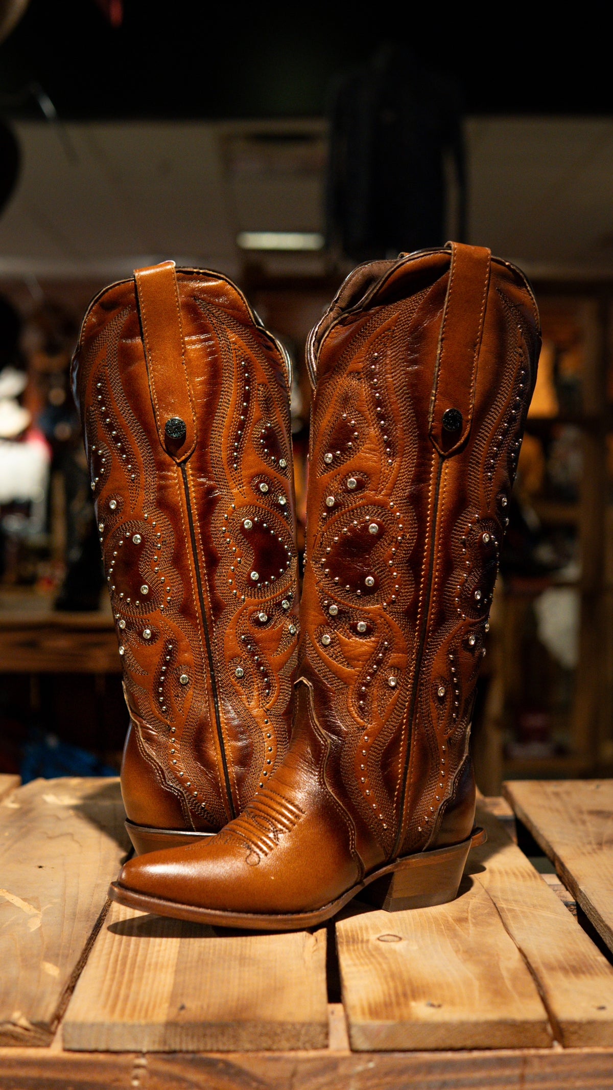 Arhiri Ladies Mestizo Ranch Cognac Snip Toe Boots