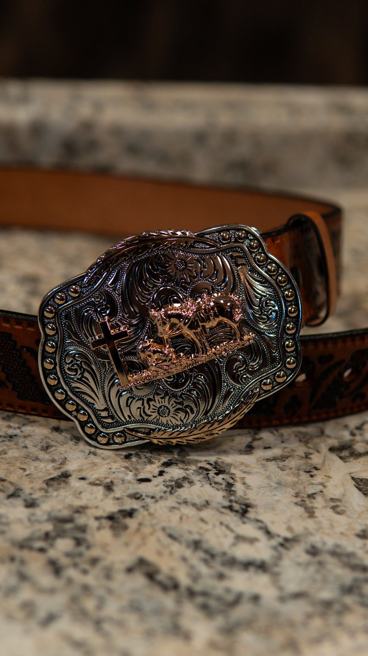 Kneeling Horse Roundish Western Buckle