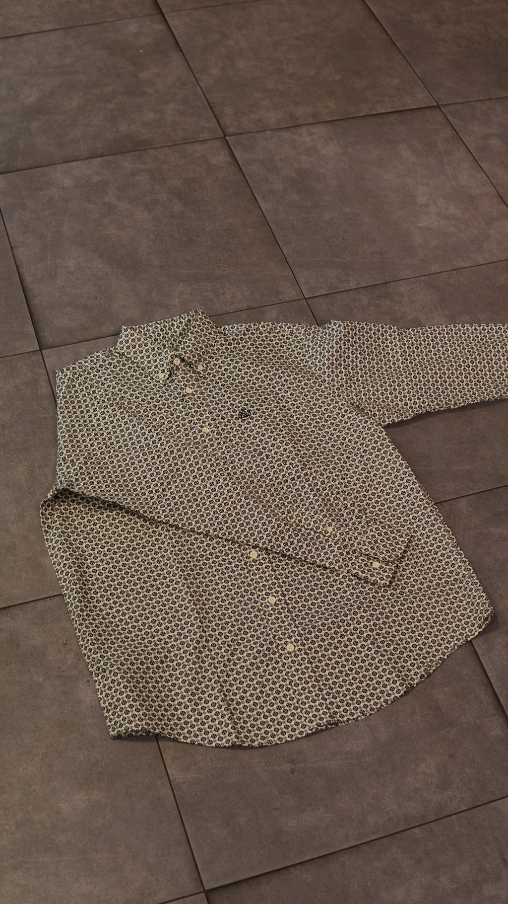 Men’s Printed Long Sleeve Button Up - Pistachio