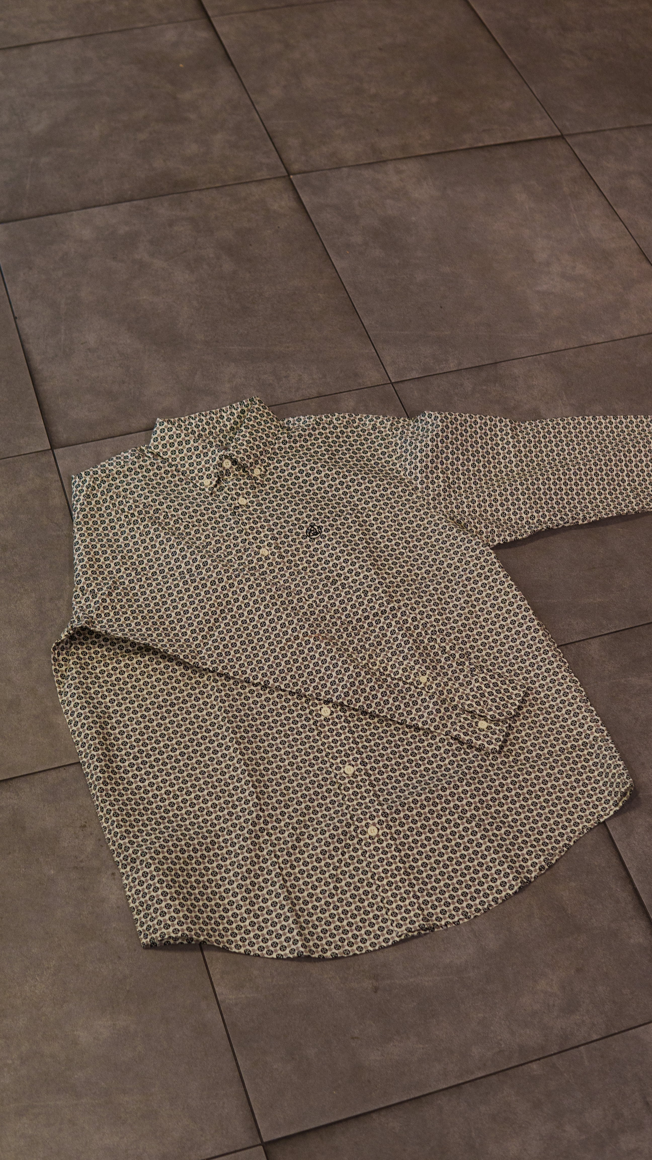 Men’s Printed Long Sleeve Button Up - Pistachio