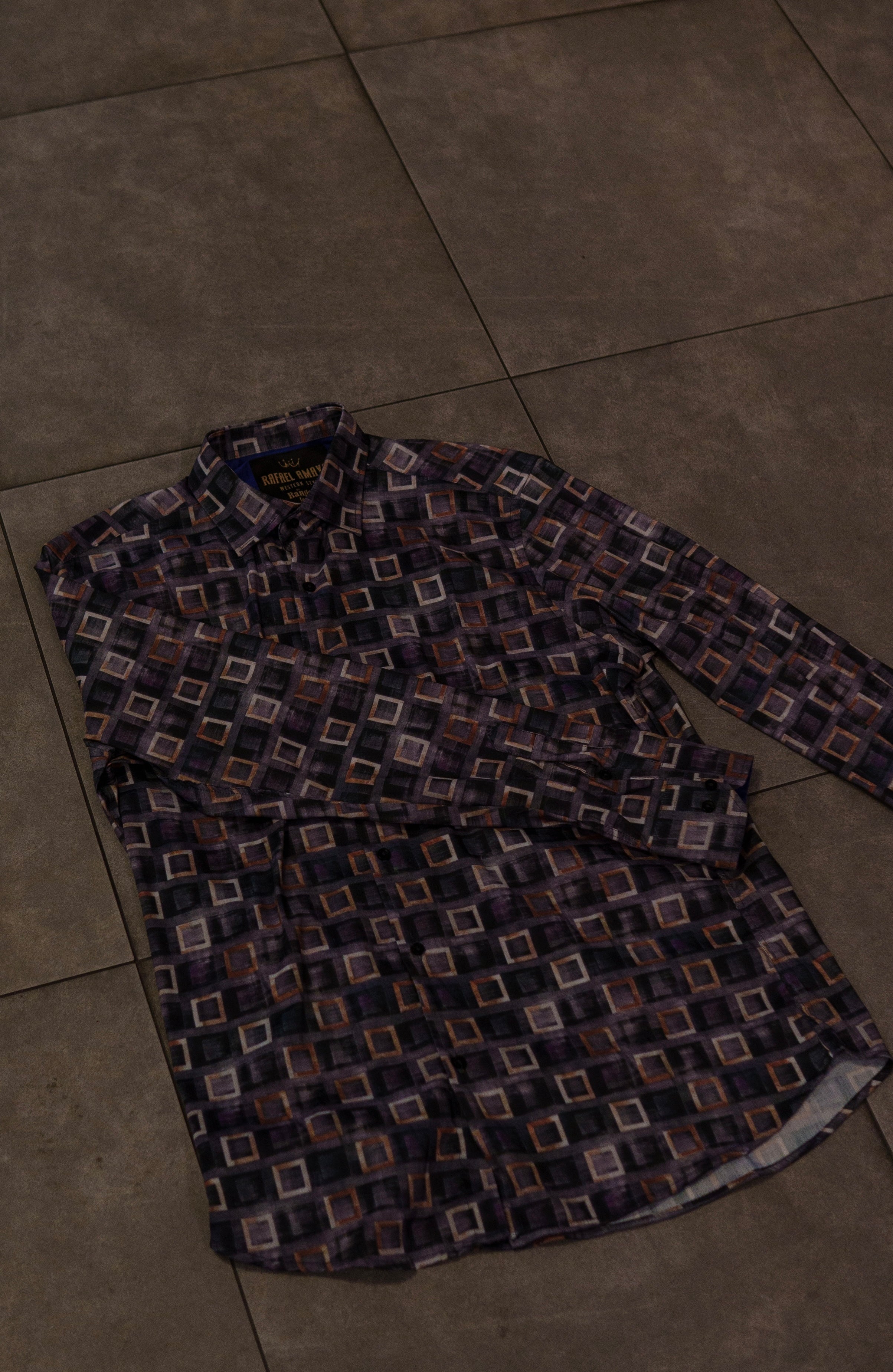 Men’s Printed Long Sleeve Button Up - Evolution
