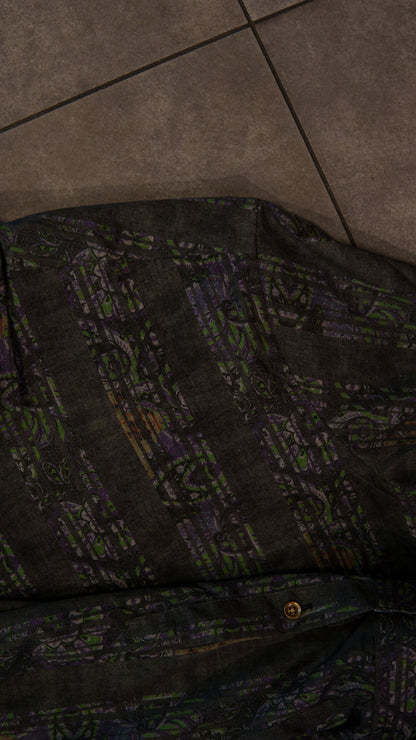 Men’s Printed Long Sleeve Button Up - Green DNA