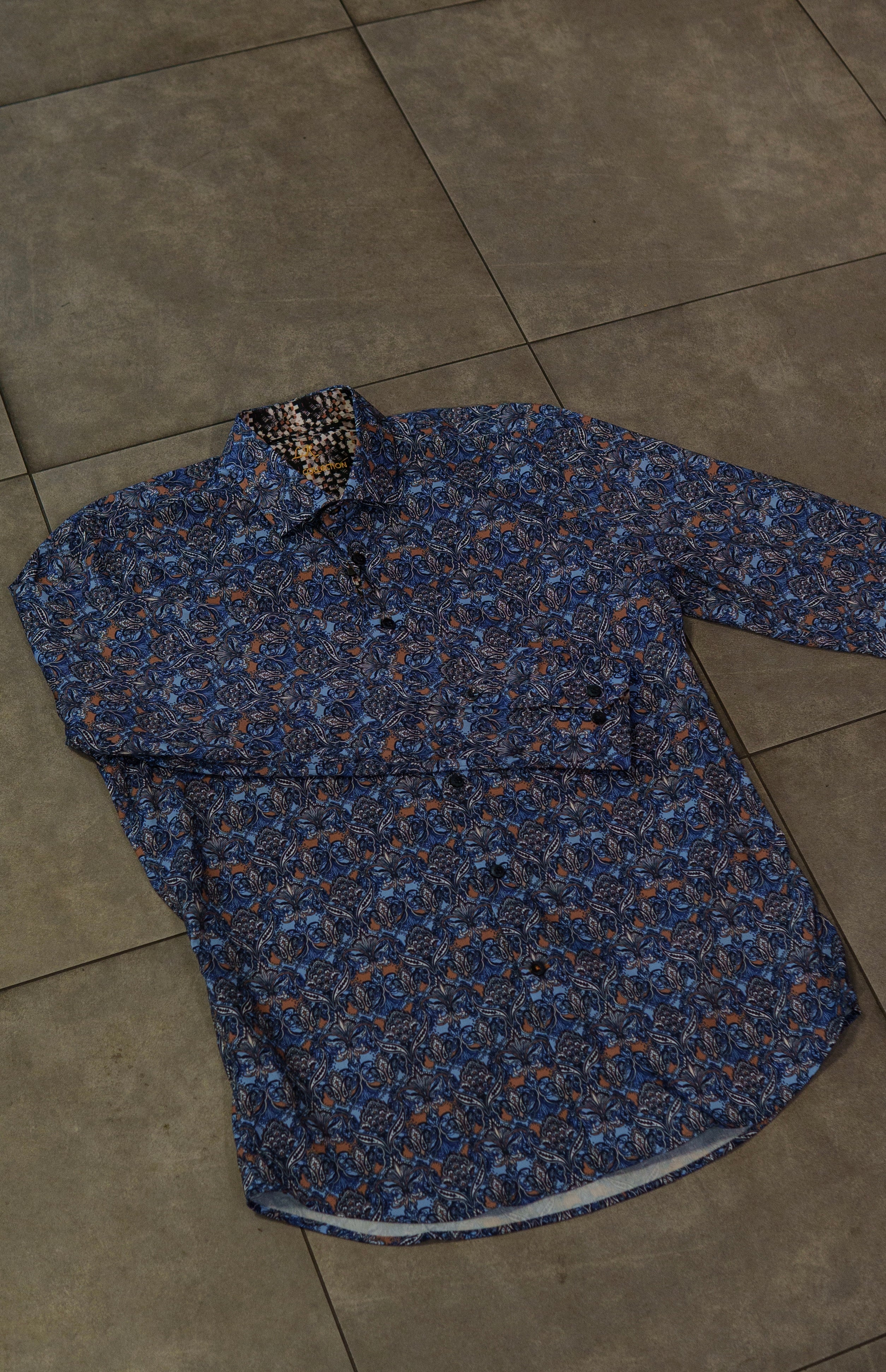 Men’s Printed Long Sleeve Button Up - Spheres Chandelier