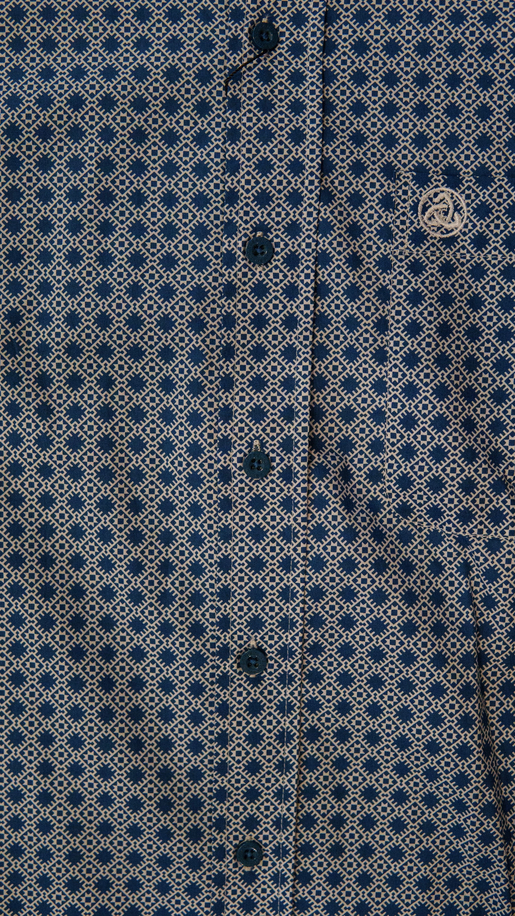 Men’s Printed Long Sleeve Button Up - Admiral Blue