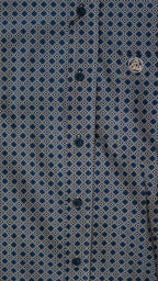 Men’s Printed Long Sleeve Button Up - Admiral Blue