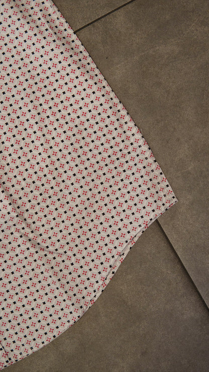 Men’s Printed Long Sleeve Button Up - Red Stars