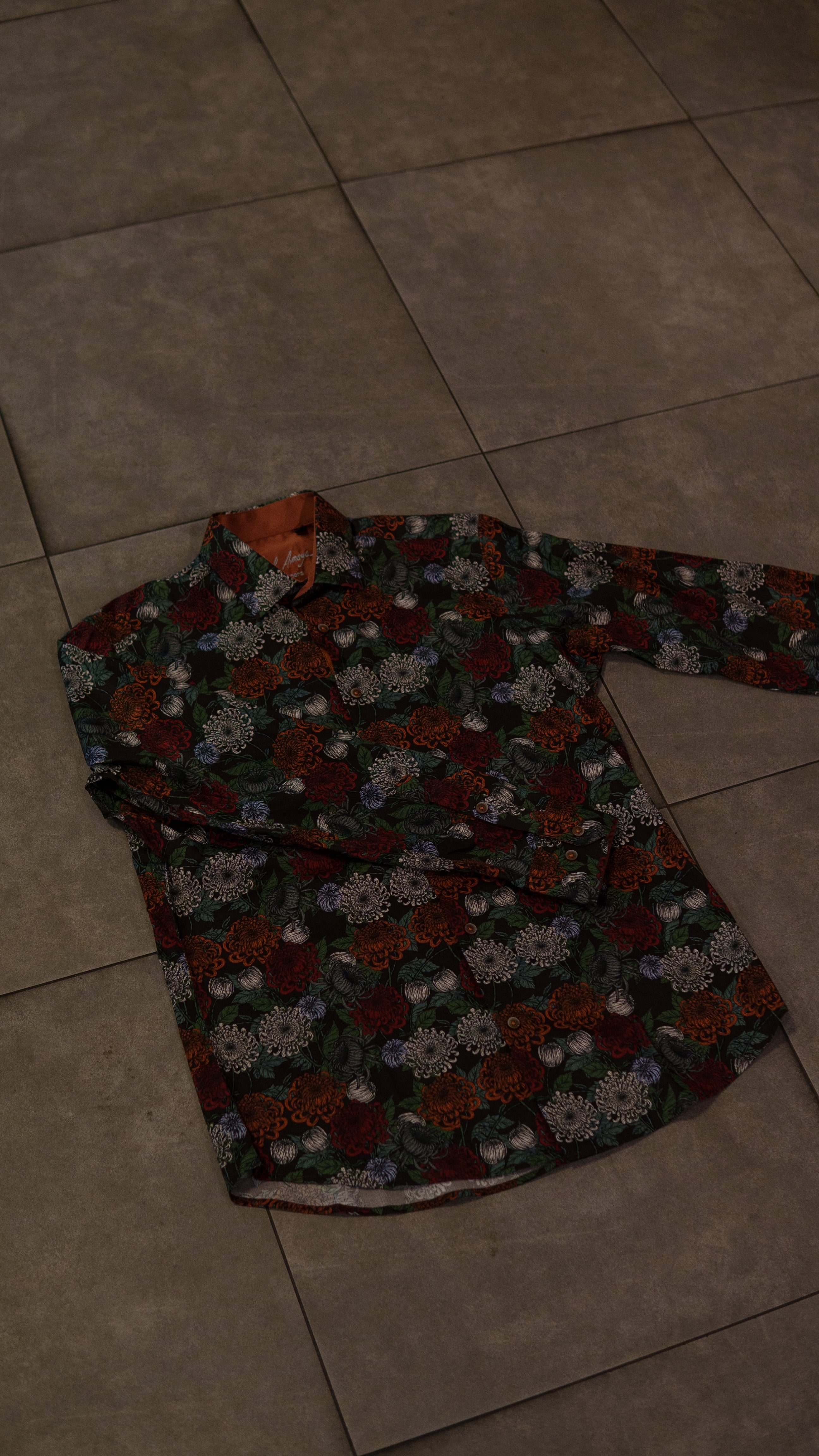 Men’s Printed Long Sleeve Button Up - Vintage Pond