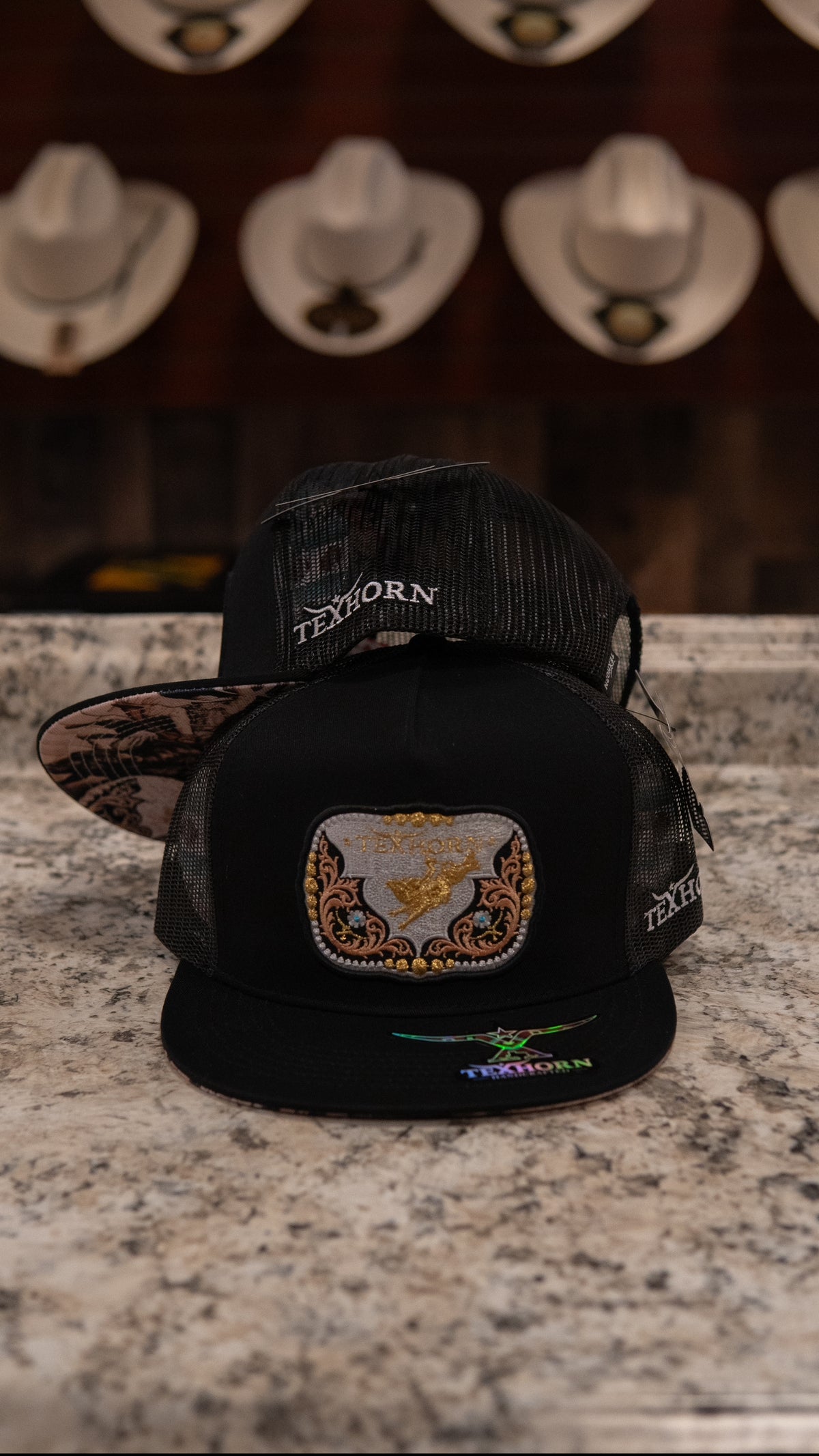 Tex Horn Snapback Cap Black Buckle