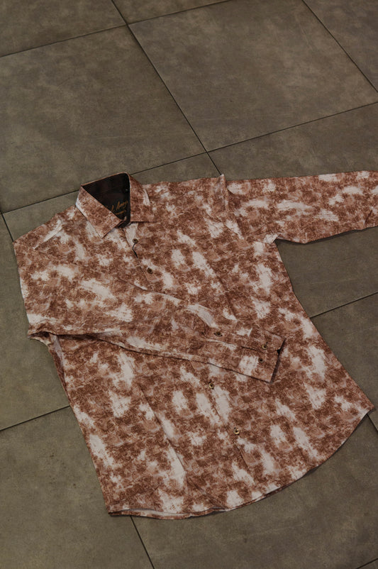 Men’s Printed Long Sleeve Button Up - Darude Sandstorm
