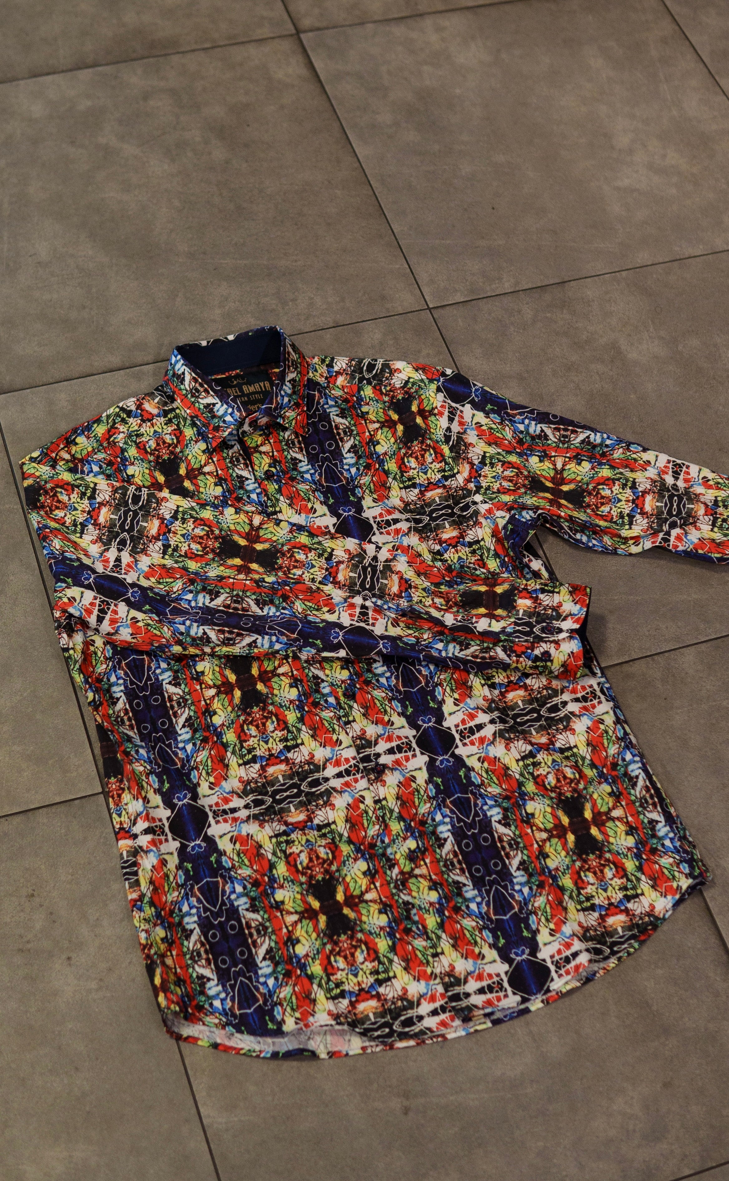 Men’s Printed Long Sleeve Button Up - Rainbow Radiology