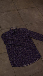 Men’s Printed Long Sleeve Button Up - Purple Rift