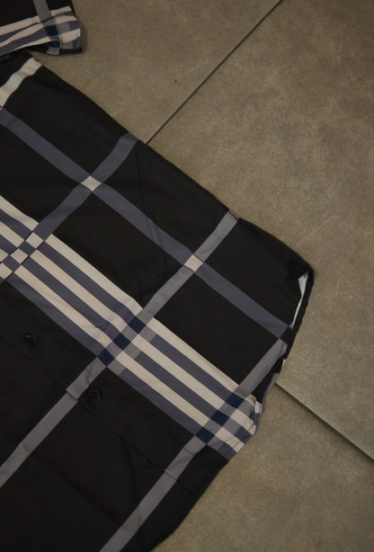 Men’s Moderno Short Sleeve Button Up Purple Plaid