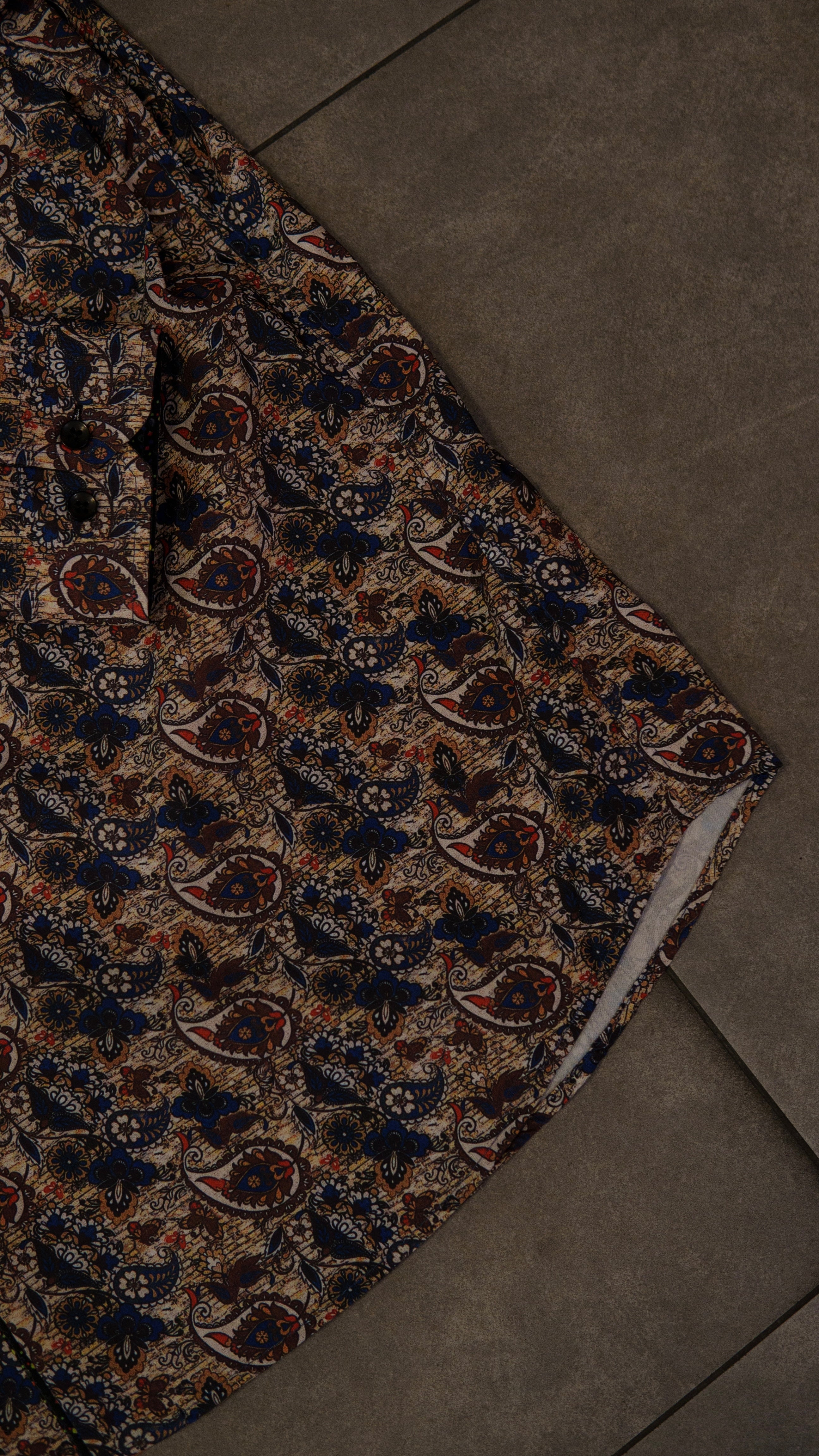 Men’s Printed Long Sleeve Button Up - Earths Liquify