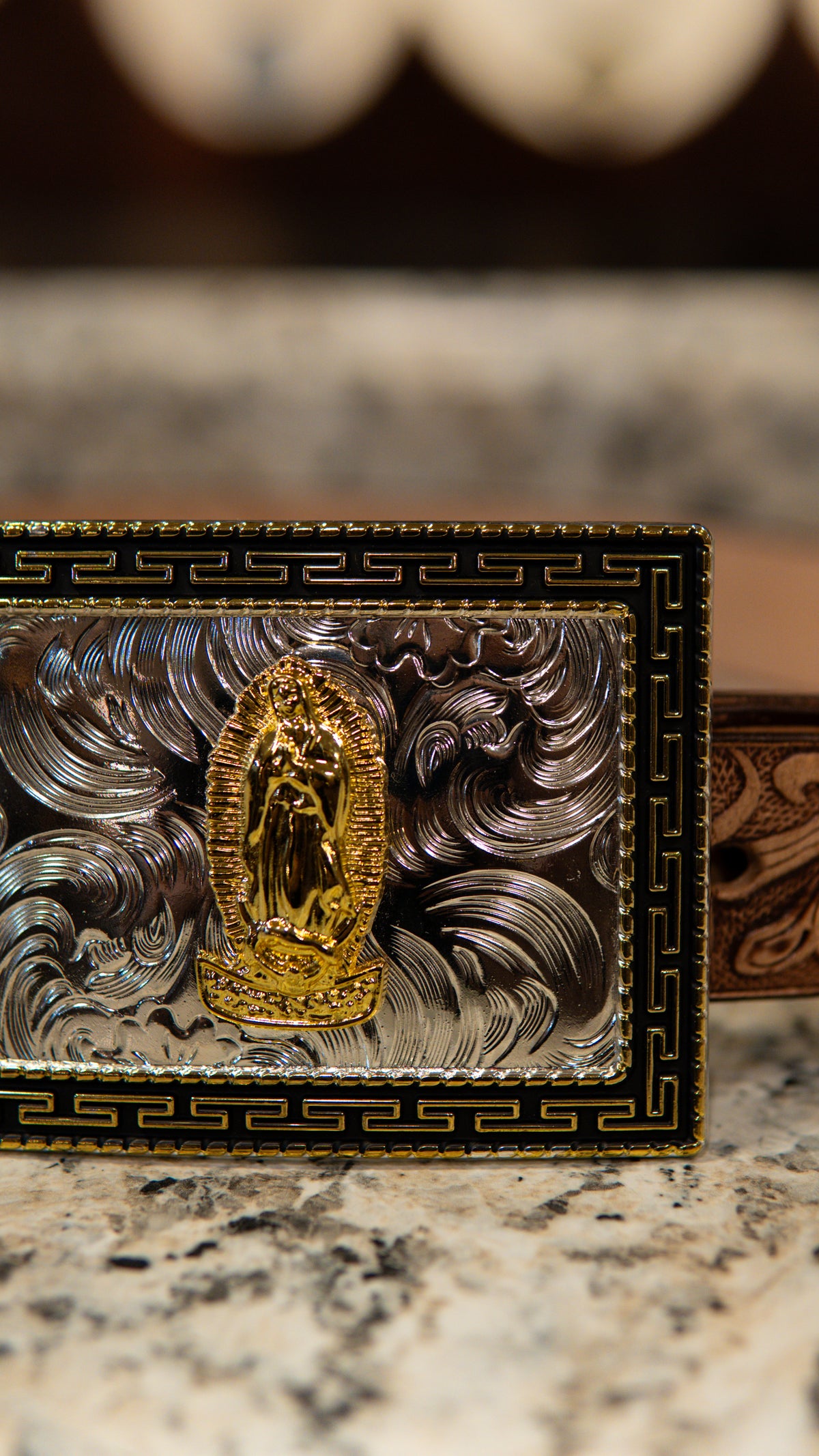 Virgin Mary Square Roman Western Buckle