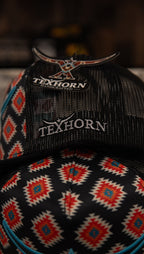 Tex Horn Snapback Cap Black Tribal