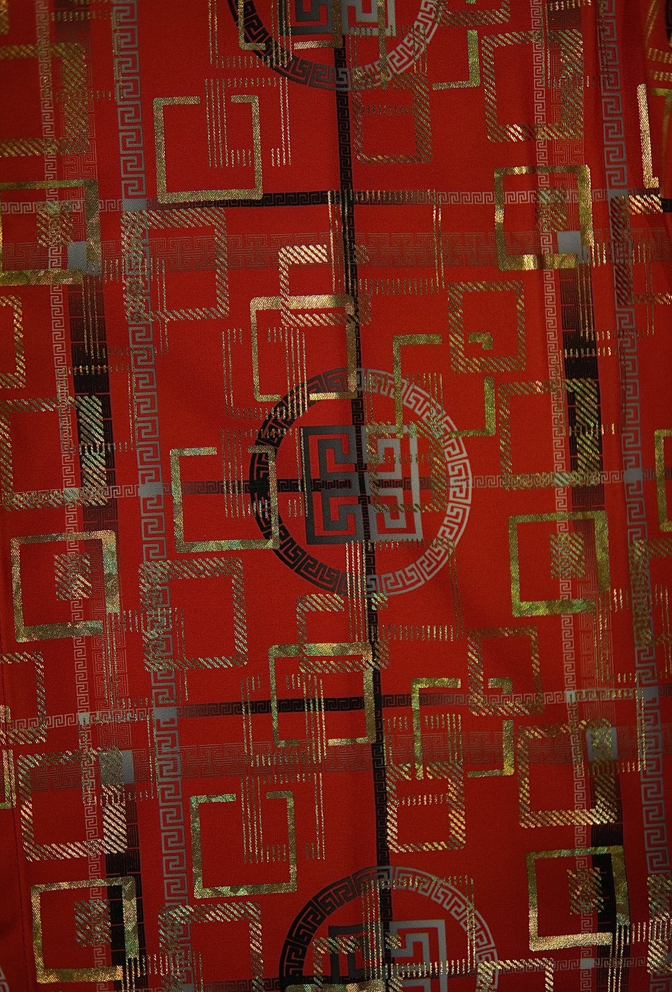 Men’s Printed Short Sleeve Button Up - Red Plasma