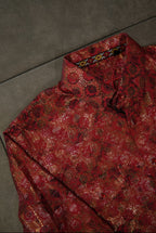 Men’s Printed Long Sleeve Button Up - Golden Orchid
