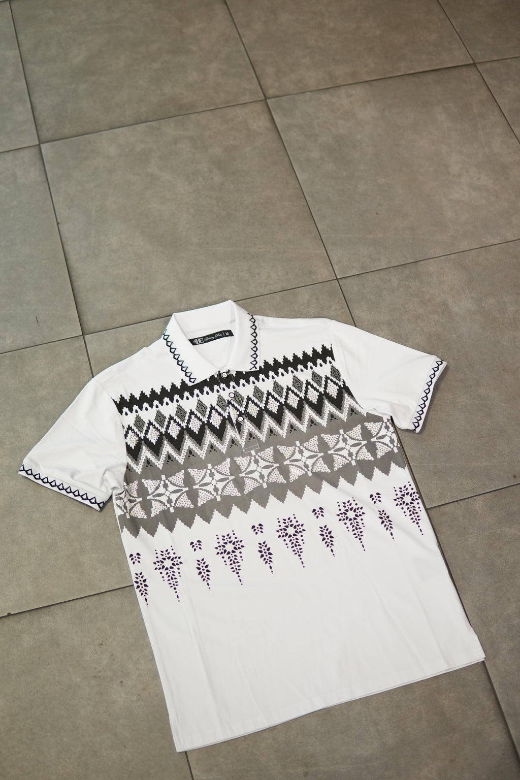 Men’s Polo Button Up - White Pine Crystal