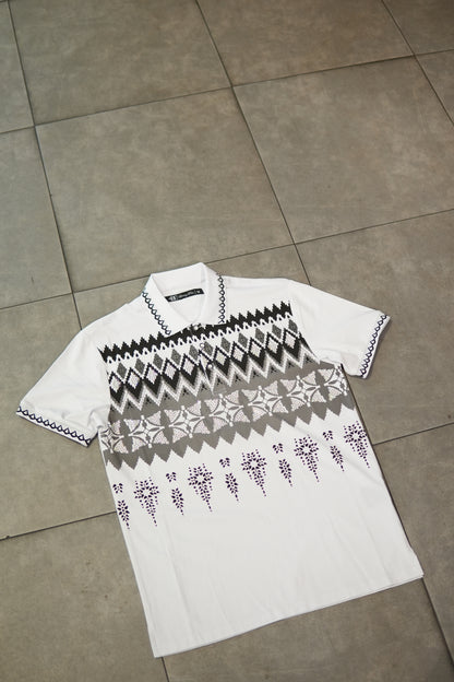 Men’s Polo Button Up - White Pine Crystal