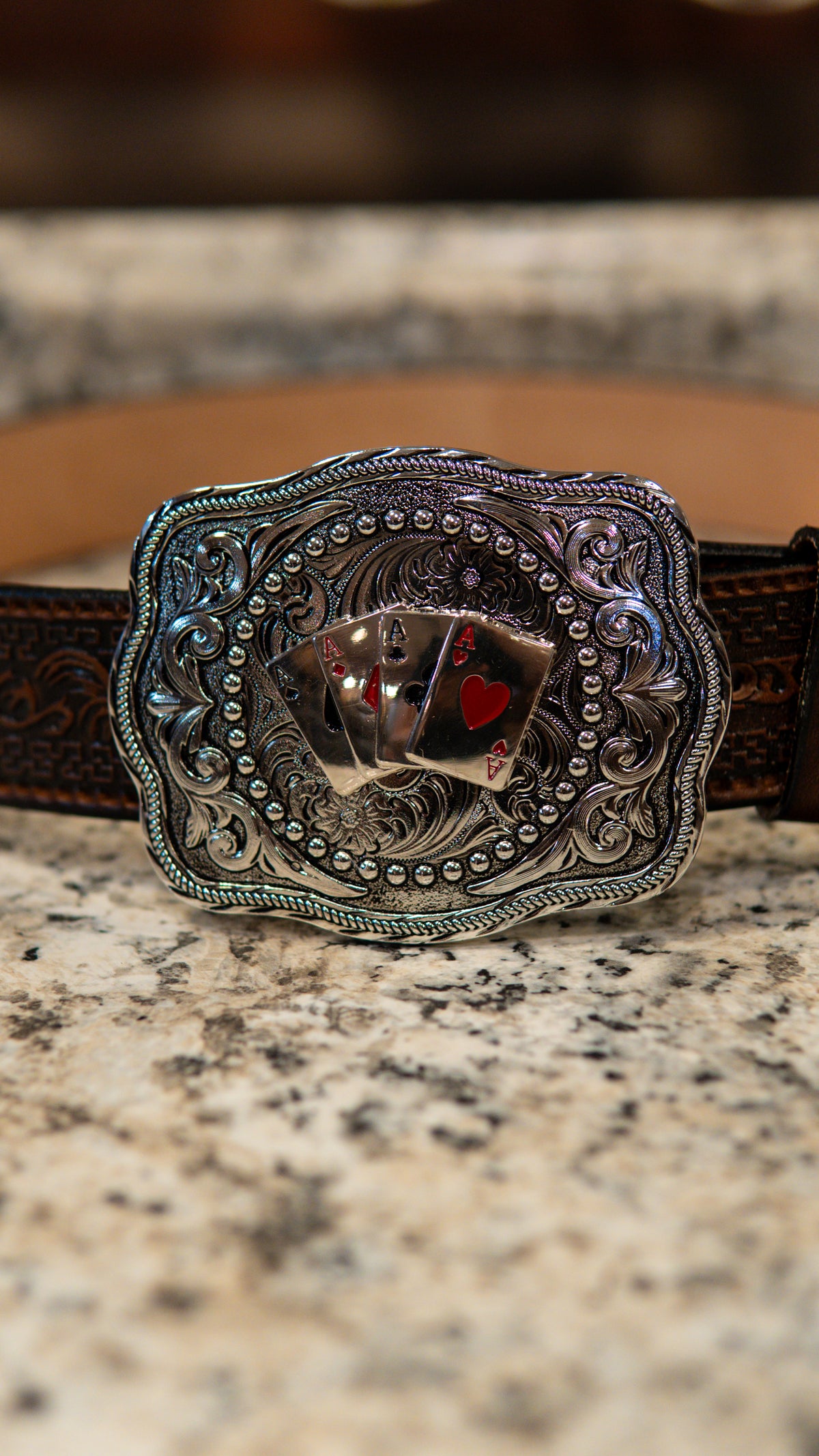 Poker Sterling Squarish Western Buckle