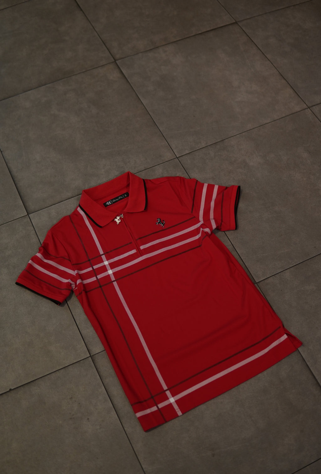 Men’s Polo Button Up - Red Plaid