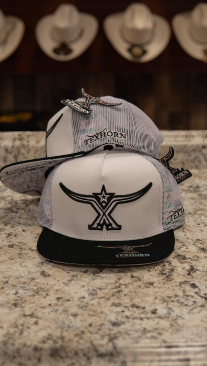 Tex Horn Snapback Cap White Country Brim