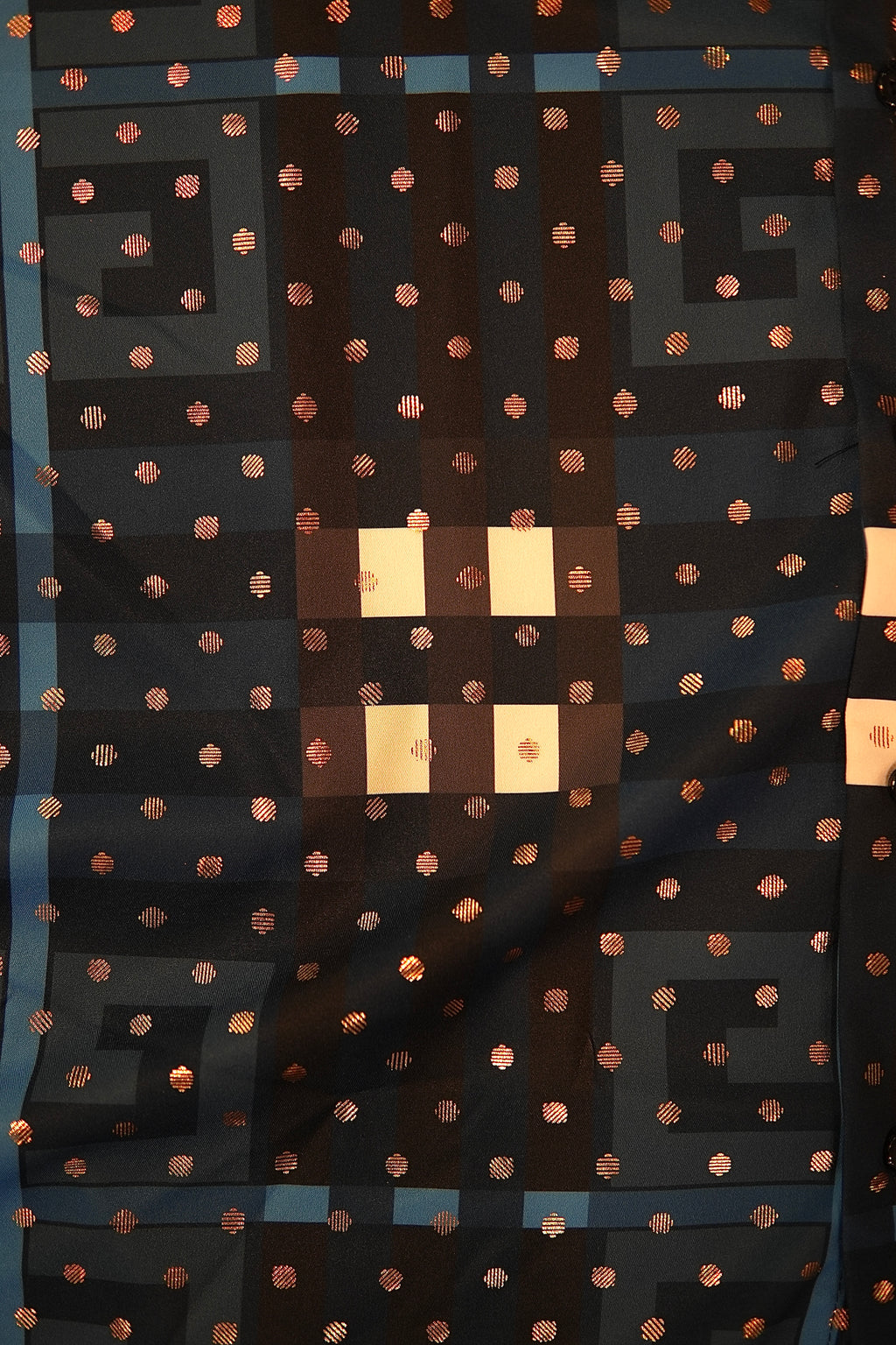 Men’s Printed Short Sleeve Button Up - Poka Blue