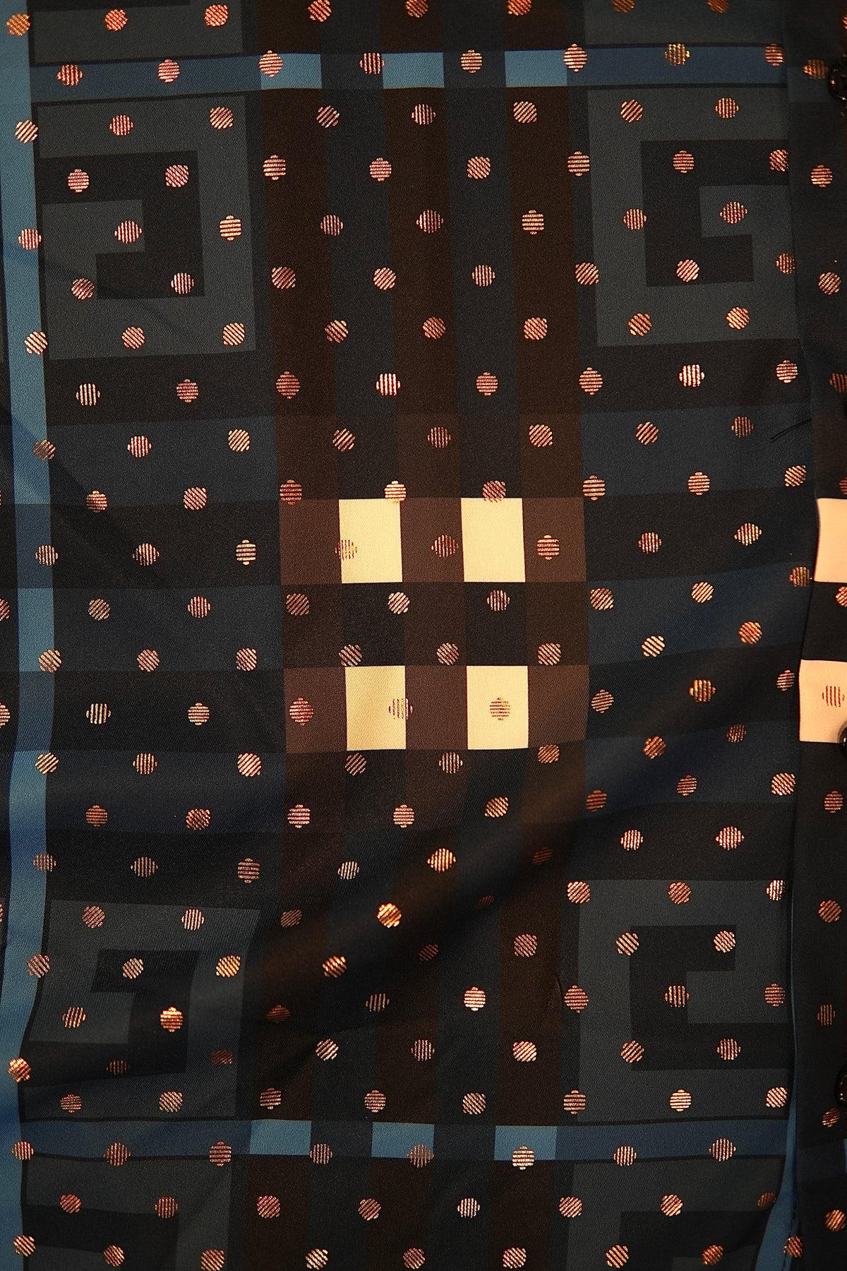 Men’s Printed Short Sleeve Button Up - Poka Blue