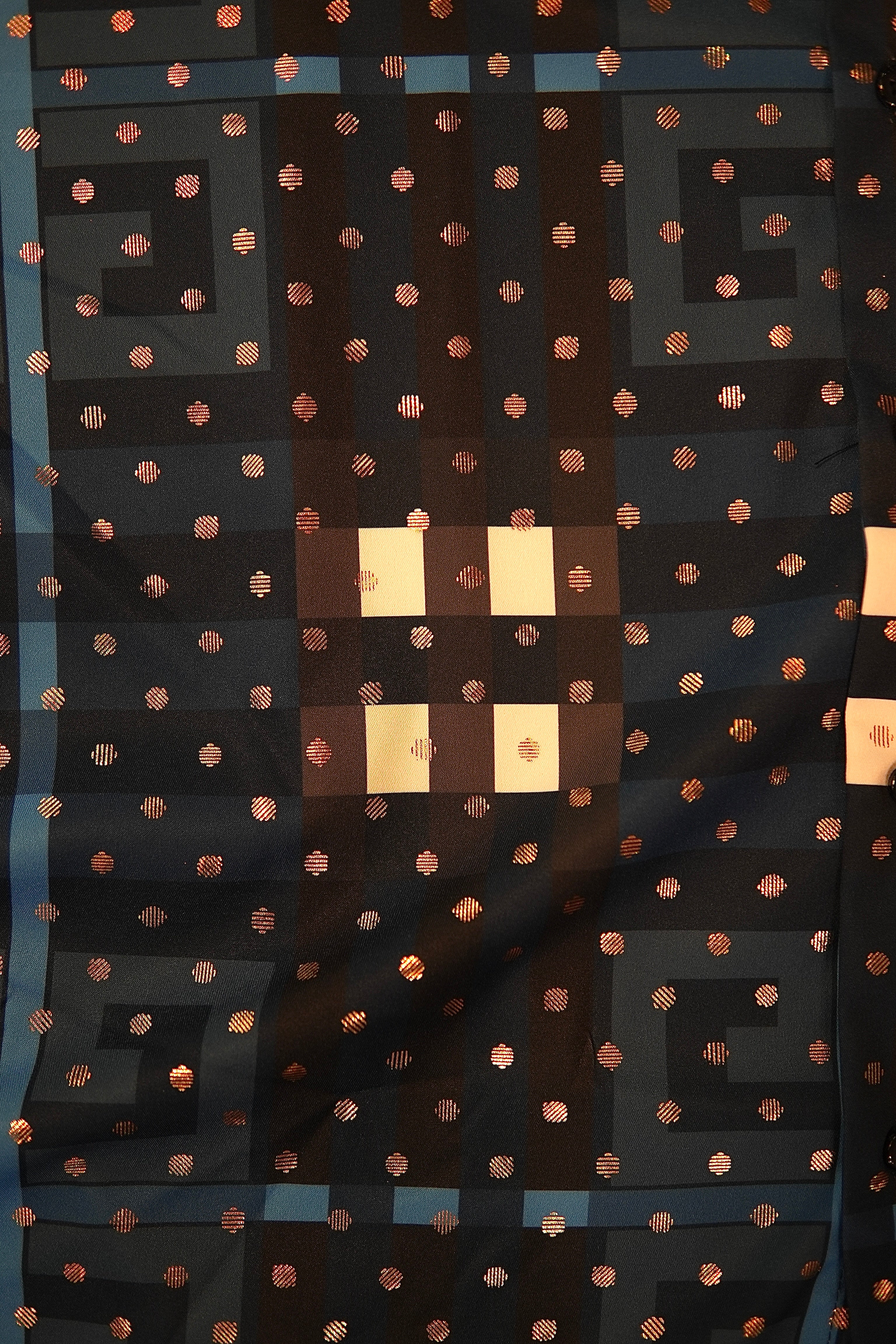 Men’s Printed Short Sleeve Button Up - Poka Blue