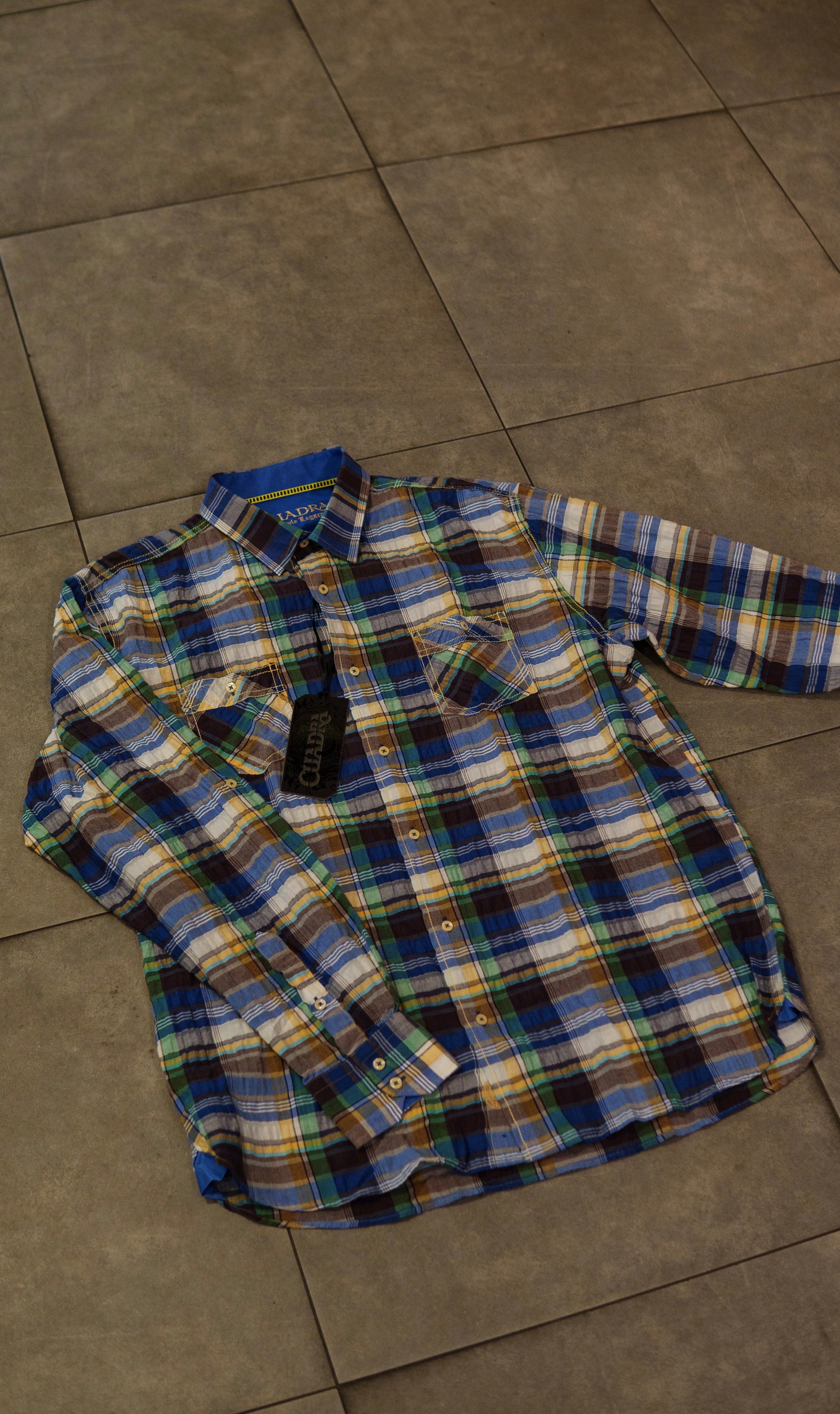 Men’s Printed Long Sleeve Button Up - Cuadra Plaid