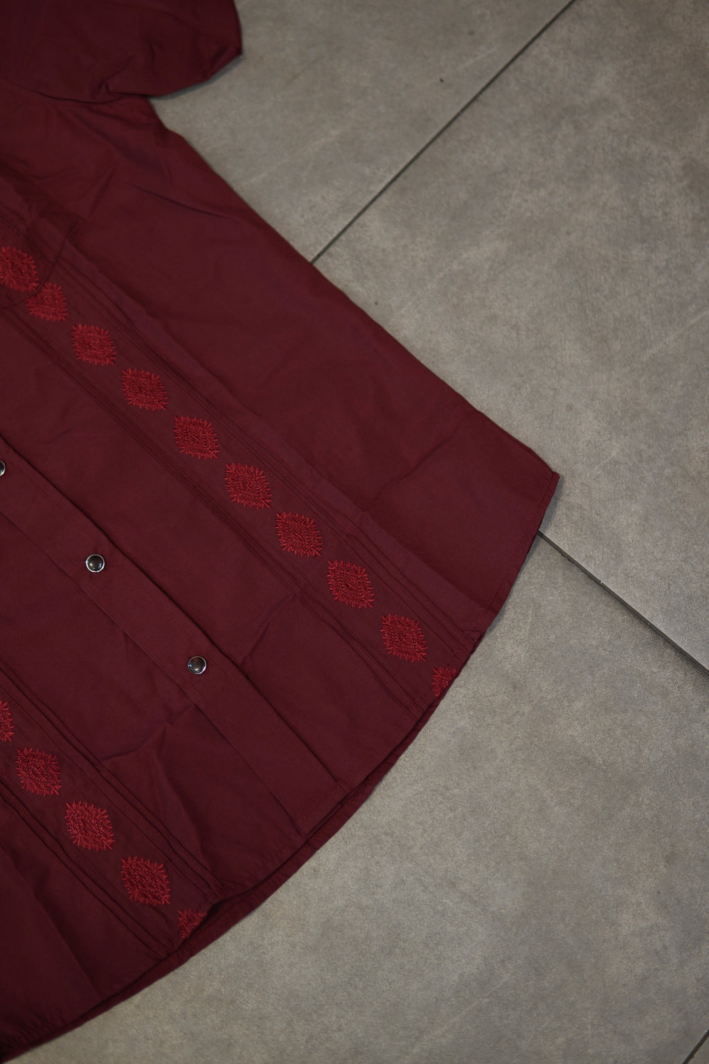 Men’s Guayabera Style Short Sleeve - Burgundy
