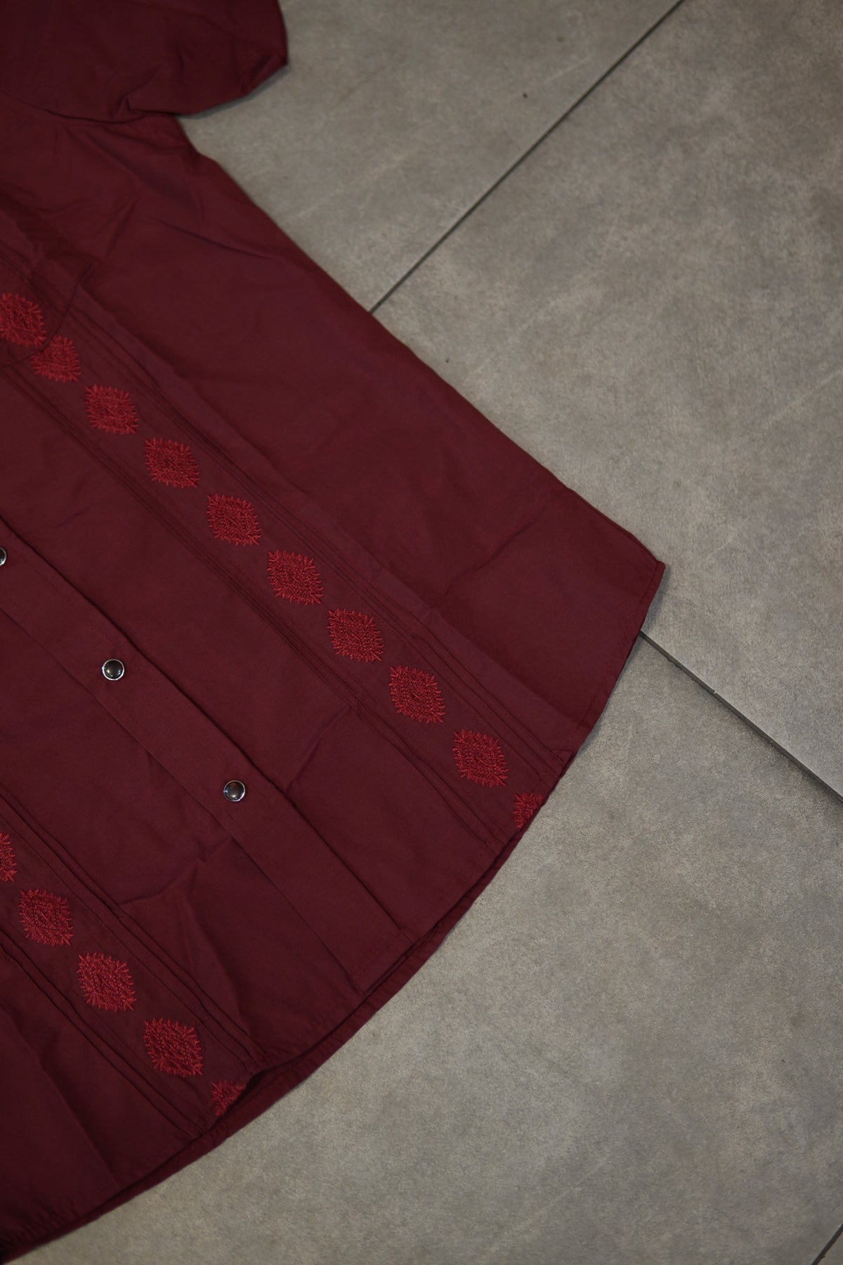 Men’s AW Short Sleeve Button Up “Burgendy Red”