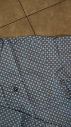 Men’s Printed Long Sleeve Button Up - Blue Diamond