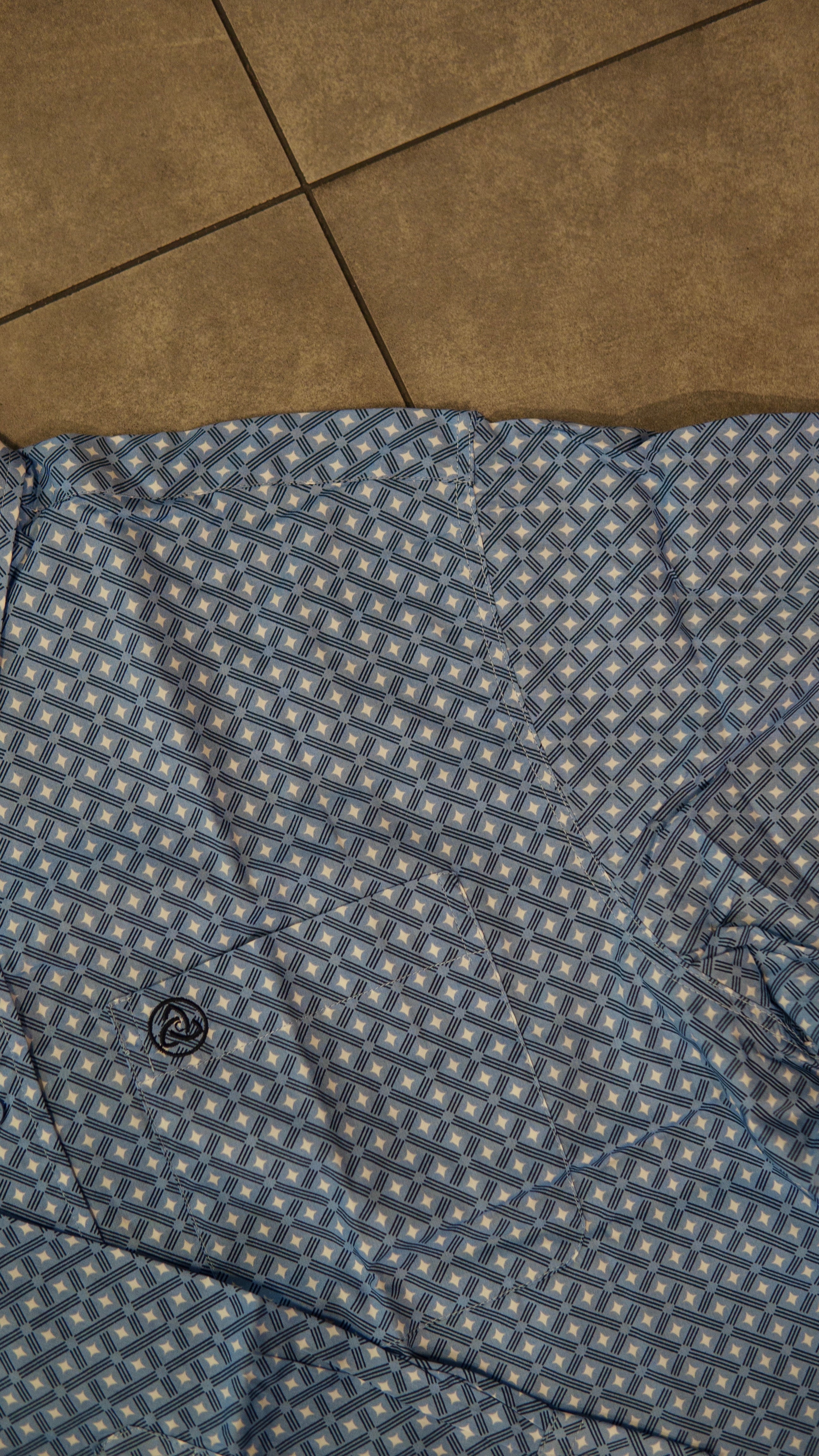 Men’s Printed Long Sleeve Button Up - Blue Diamond