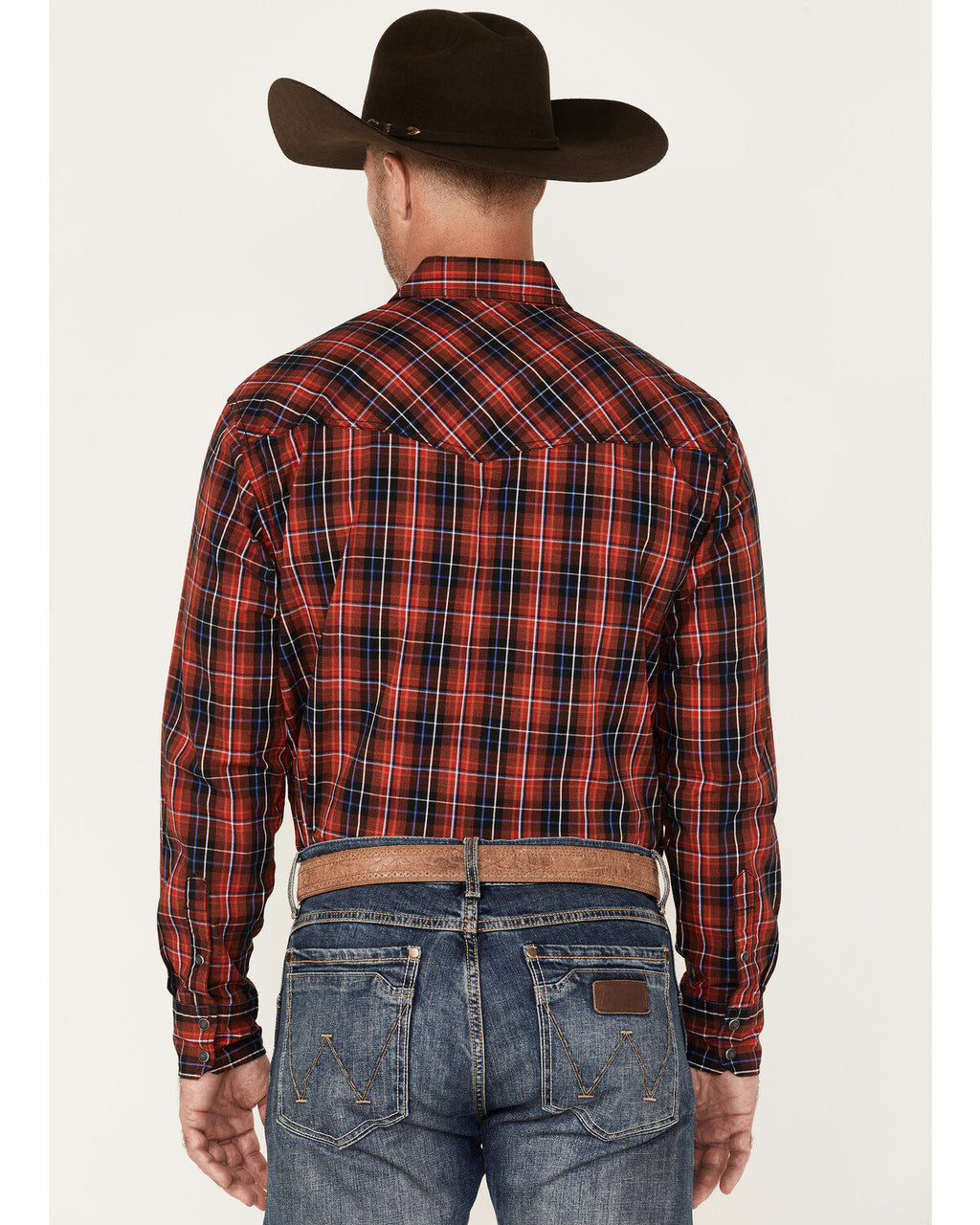 Wrangler 20X Competition Button Up - Plaid Burg Blue